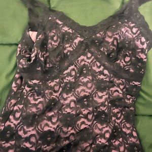 Purple and black lacy tank top